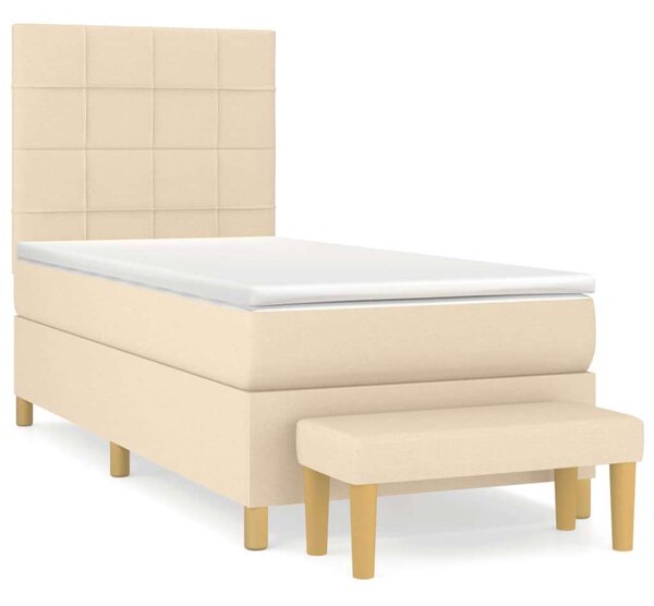 VidaXL krémszínű szövet rugós ágy matraccal 90 x 190 cm