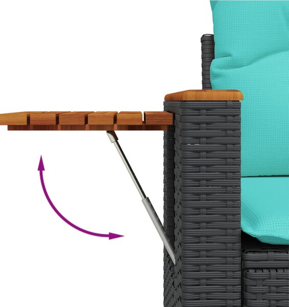 5 részes fekete polyrattan kerti ülőgarnitúra párnával