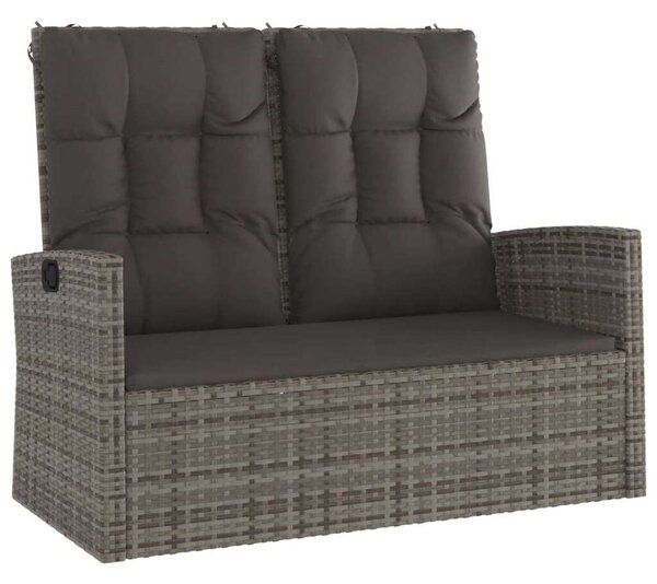Polyrattan Kerti Pad - Dönthető - 118 cm - Szürke
