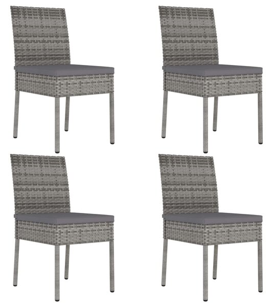 4 db szürke kerti polyrattan étkezőszék