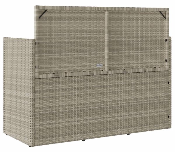 Világosszürke polyrattan kerti pad párnákkal