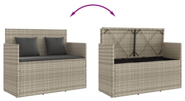 Világosszürke polyrattan kerti pad párnákkal