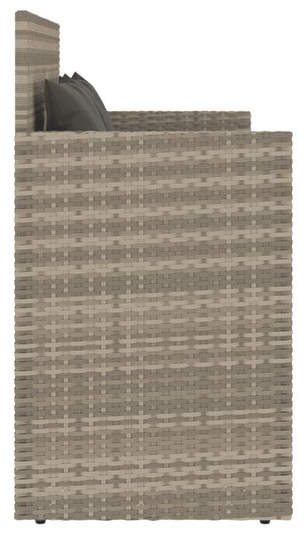 Világosszürke polyrattan kerti pad párnákkal