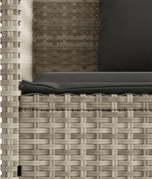 Világosszürke polyrattan kerti pad párnákkal