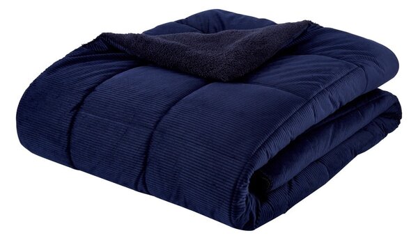 Sötétkék mikroplüss steppelt ágytakaró franciaágyra 200x220 cm Cosy Cord – Catherine Lansfield