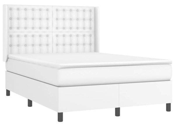 LED-es Fehér Műbőr Ágy - 140x190 cm