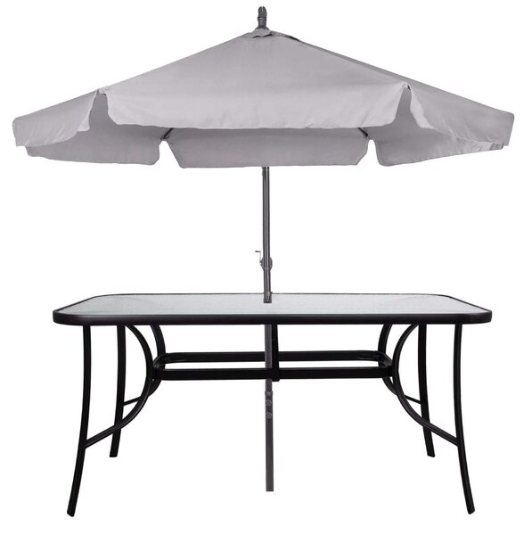 Springos üveg kerti Asztal 150x90x71cm - Fekete