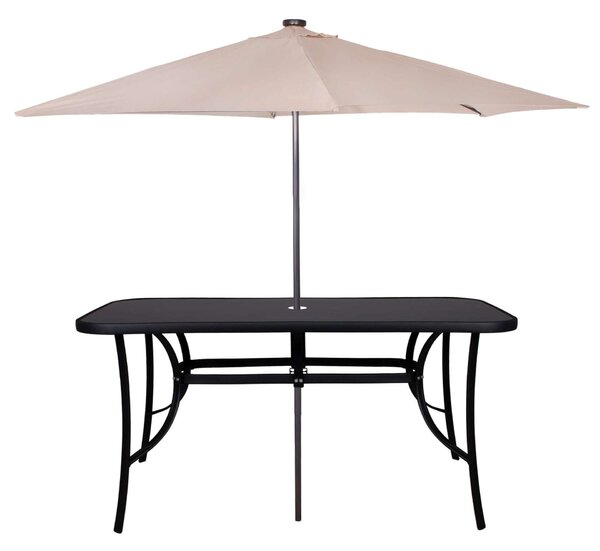 Springos kerti asztal 150cm - fekete