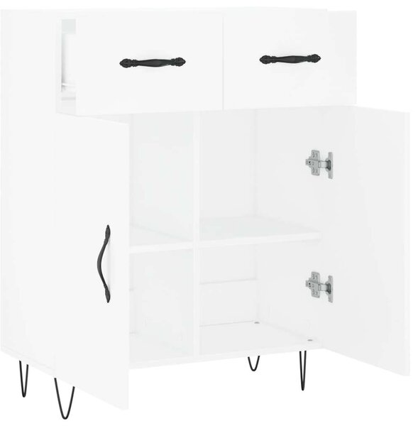 VIDAXL - Fehér Fa Tálalószekrény - 2 Fiók, 2 Ajtó - 69,5x34x90 cm