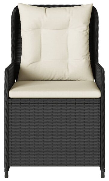 2 db fekete polyrattan dönthető kerti szék
