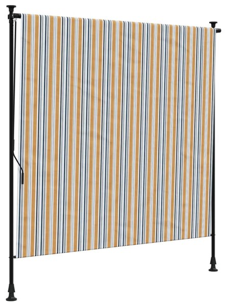 Sárga és fehér szövet és acél kültéri roló 150 x 270 cm