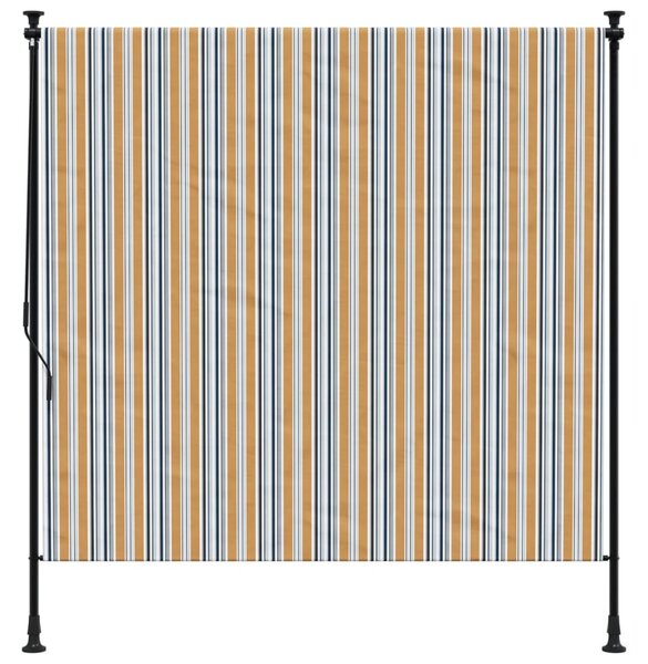 Sárga és fehér szövet és acél kültéri roló 150 x 270 cm