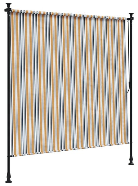 Sárga és fehér szövet és acél kültéri roló 150 x 270 cm