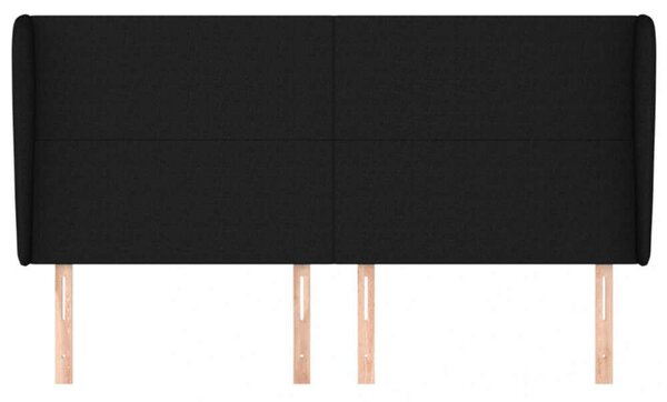 VIDAXL Fekete Szövet Fejtámla Szárnyakkal - 203x23x118/128 cm
