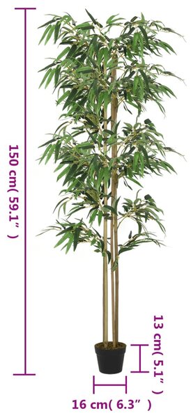 Zöld mű bambuszfa 988 levéllel 150 cm