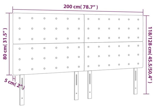 Szürke műbőr led-es fejtámla 200x5x118/128 cm