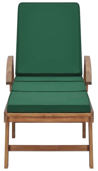VidaXL Teakfa Napozóágy - 195cm - Zöld Párna