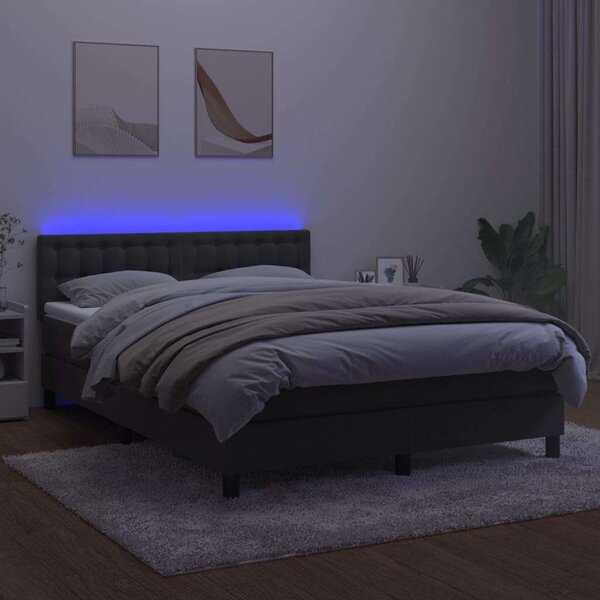 VIDAXL - Bársony Ágy - 140x190 cm - LED