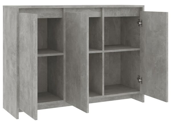 Betonszürke szerelt fa tálalószekrény 102 x 33 x 75 cm