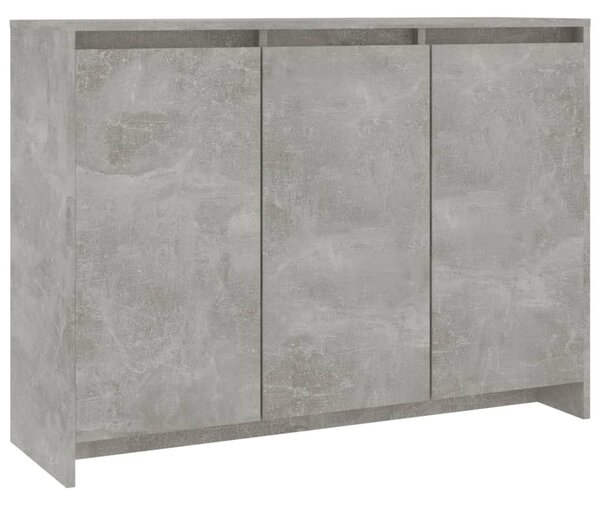 Betonszürke szerelt fa tálalószekrény 102 x 33 x 75 cm