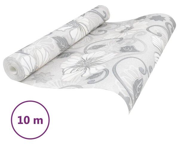 Szürke virágmintás nem szőtt 3D tapéta 10 x 0,53 m
