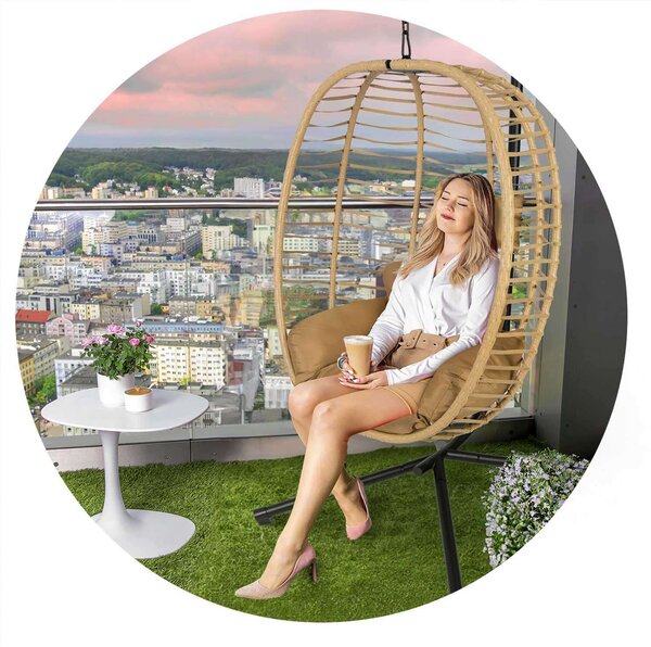 Sofotel Toskana Kerti Függőfotel, barna párnákkal - fekete
