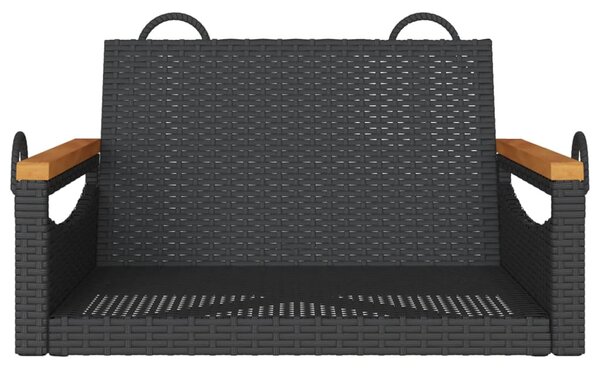 Fekete polyrattan hintapad 63 x 62 x 40 cm