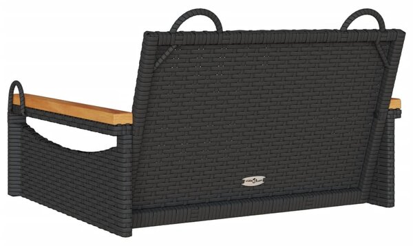 Fekete polyrattan hintapad 63 x 62 x 40 cm