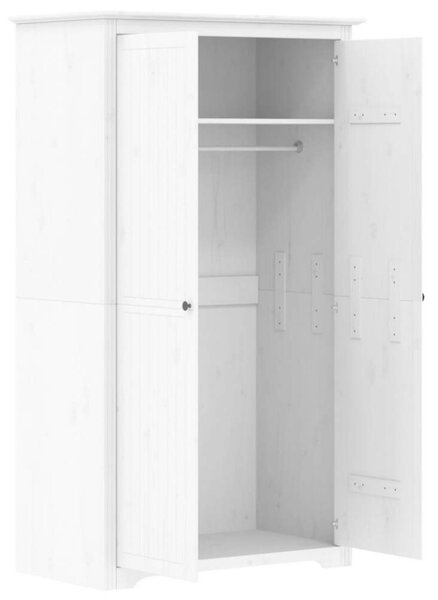 VidaXL BODO fehér tömör fenyőfa ruhásszekrény 101 x 52 x 176,5 cm