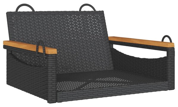 Fekete polyrattan hintapad 63 x 62 x 40 cm