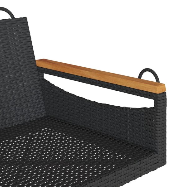 Fekete polyrattan hintapad 63 x 62 x 40 cm