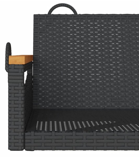 Fekete polyrattan hintapad 63 x 62 x 40 cm