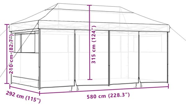 Burgundi összecsukható felugró rendezvénysátor 4 oldalfallal