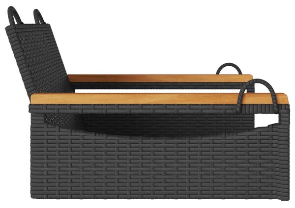 Fekete polyrattan hintapad 63 x 62 x 40 cm