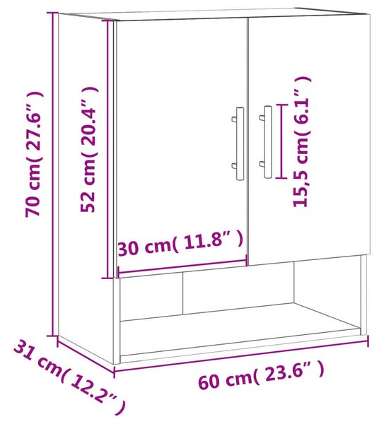 VidaXL Falra Szerelhető Szekrény - Fehér - 60x31x70 cm