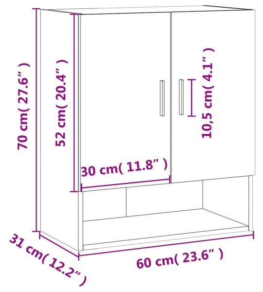 VidaXL betonszürke műfa faliszekrény 60 x 31 x 70 cm