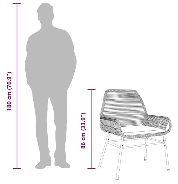 2 db barna polyrattan kerti szék párnákkal