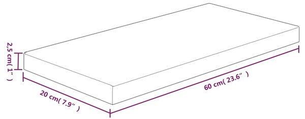 Kezeletlen tömör tölgyfa polclap 60x20x2,5 cm