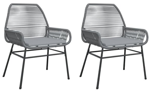 2 db szürke polyrattan kerti szék párnákkal