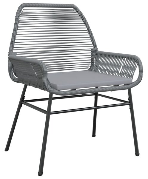 2 db szürke polyrattan kerti szék párnákkal