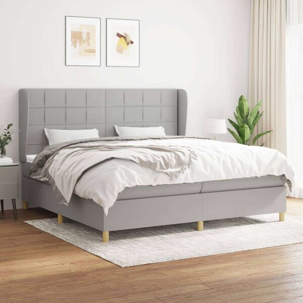 VidaXL világosszürke szövet rugós ágy matraccal 200 x 200 cm