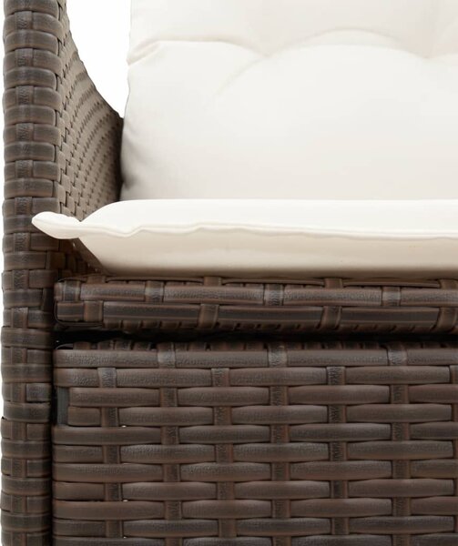 7 részes barna polyrattan kerti étkezőgarnitúra párnával