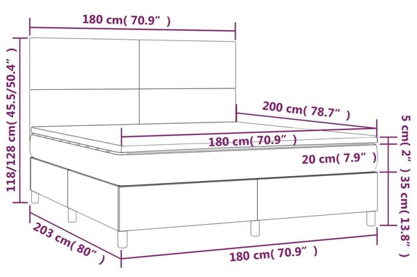 VidaXL LED-es Ágy - Műbőr - 180x200 cm