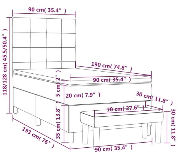 VidaXL tópszínű szövet rugós ágy matraccal 90 x 190 cm