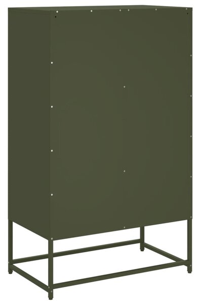Olívazöld acél magasszekrény 68x39x111,5 cm