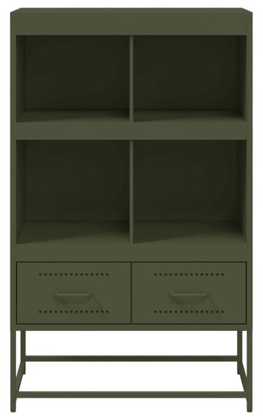 Olívazöld acél magasszekrény 68x39x111,5 cm