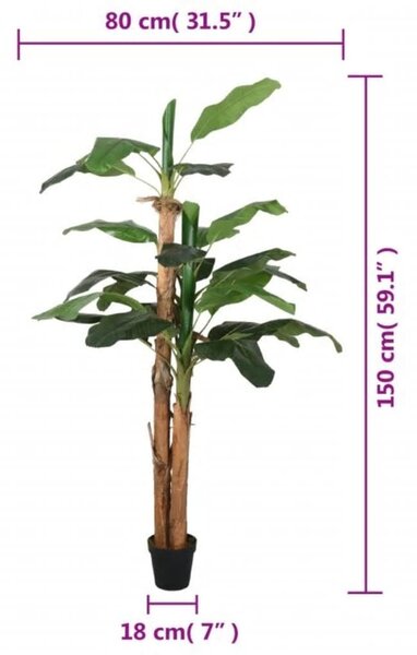 Zöld mű banánfa 18 levéllel 150 cm
