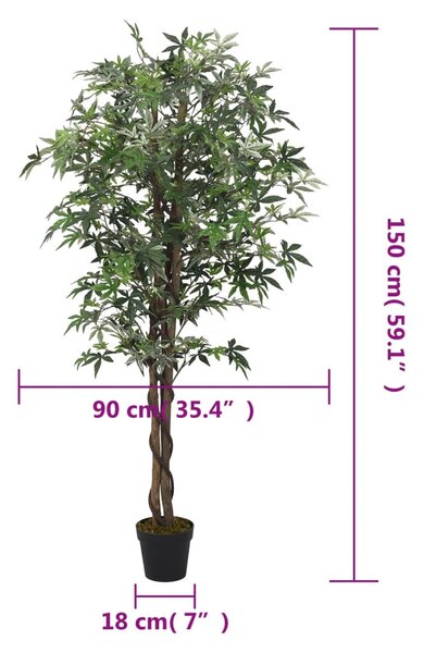 Zöld mű juharfa 504 levéllel 150 cm