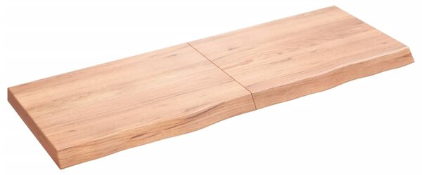 Világosbarna kezelt tömör tölgyfa fali polc 140 x 50 x (2-6) cm