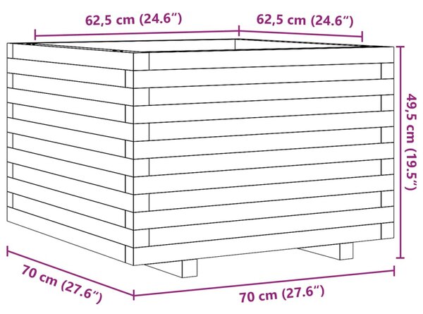 VidaXL impregnált fenyőfa kerti virágláda 70 x 70 x 49,5 cm